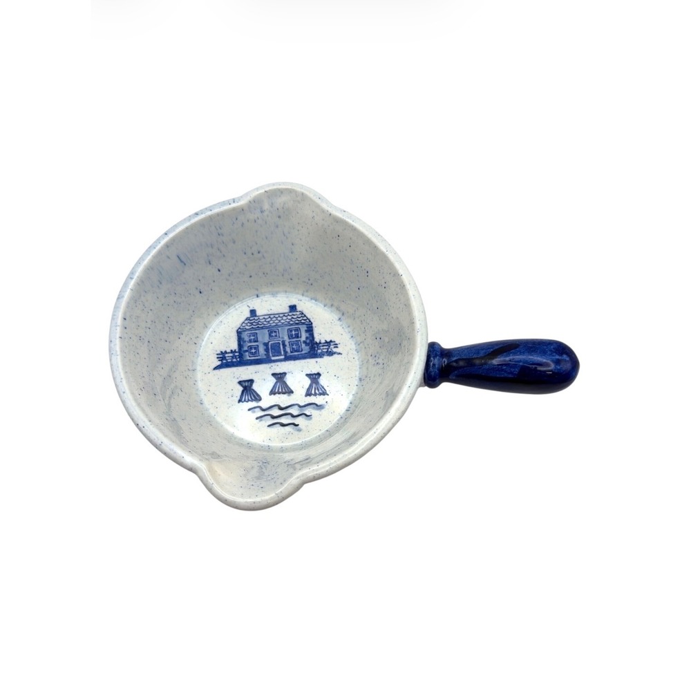 Vintage Metlox Poppytrail Homestead Provincial Blue Gravy Dish Painted Geese